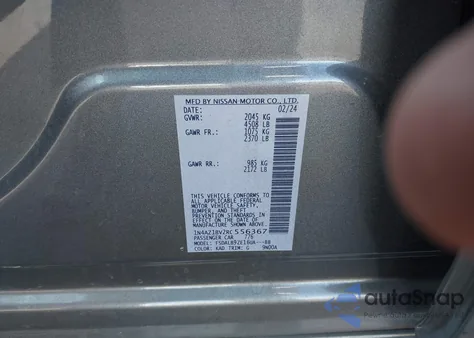 2024 Nissan Leaf S z USA, uszkodzony, nr VIN 1N4AZ1BV2RC556367